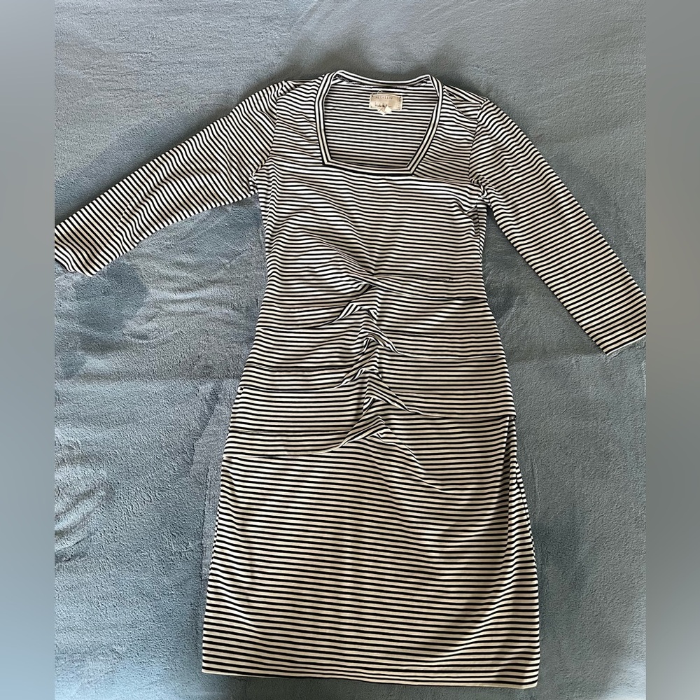 Designer Nicole Miller maternity cocktail dress with ruching